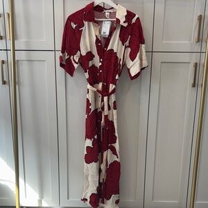 H&M Red and Cream Maxi Dress